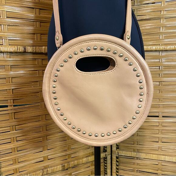 Anthropologie Tan Sheepskin supple soft Leather Crossbody Bag with studs - Picture 2 of 9